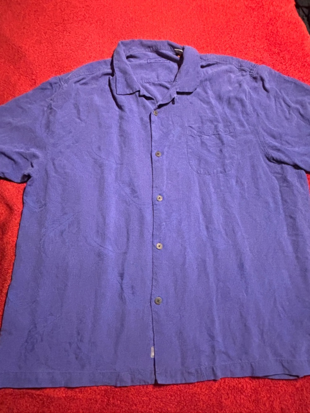 Tommy Bahama Men's Casual Short-Sleeve Button Shirt in Purple 100% silk SizeXXL